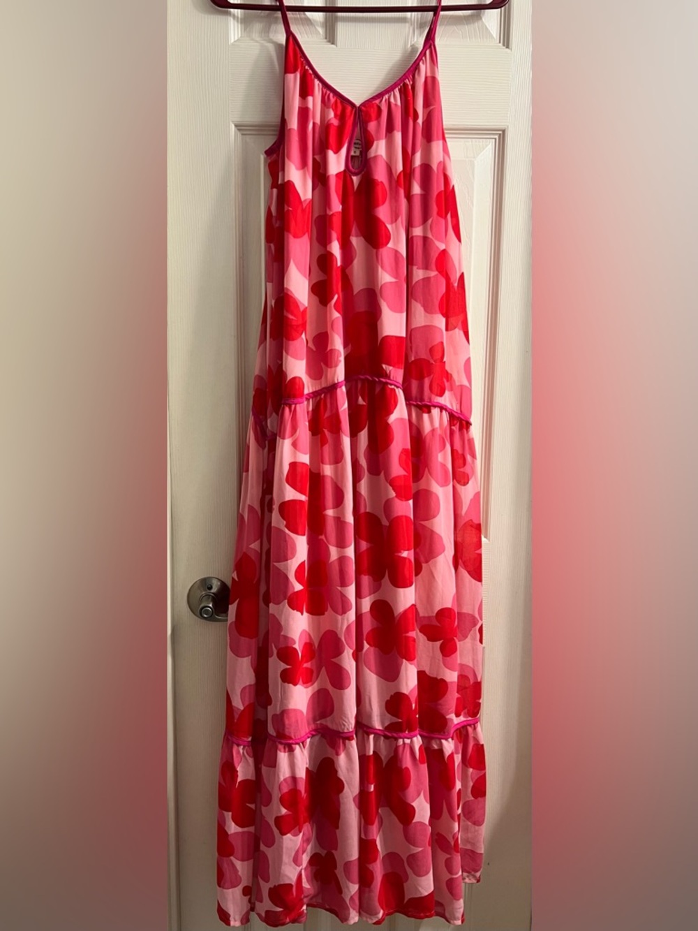 entro Pink and Red Floral Maxi Dress